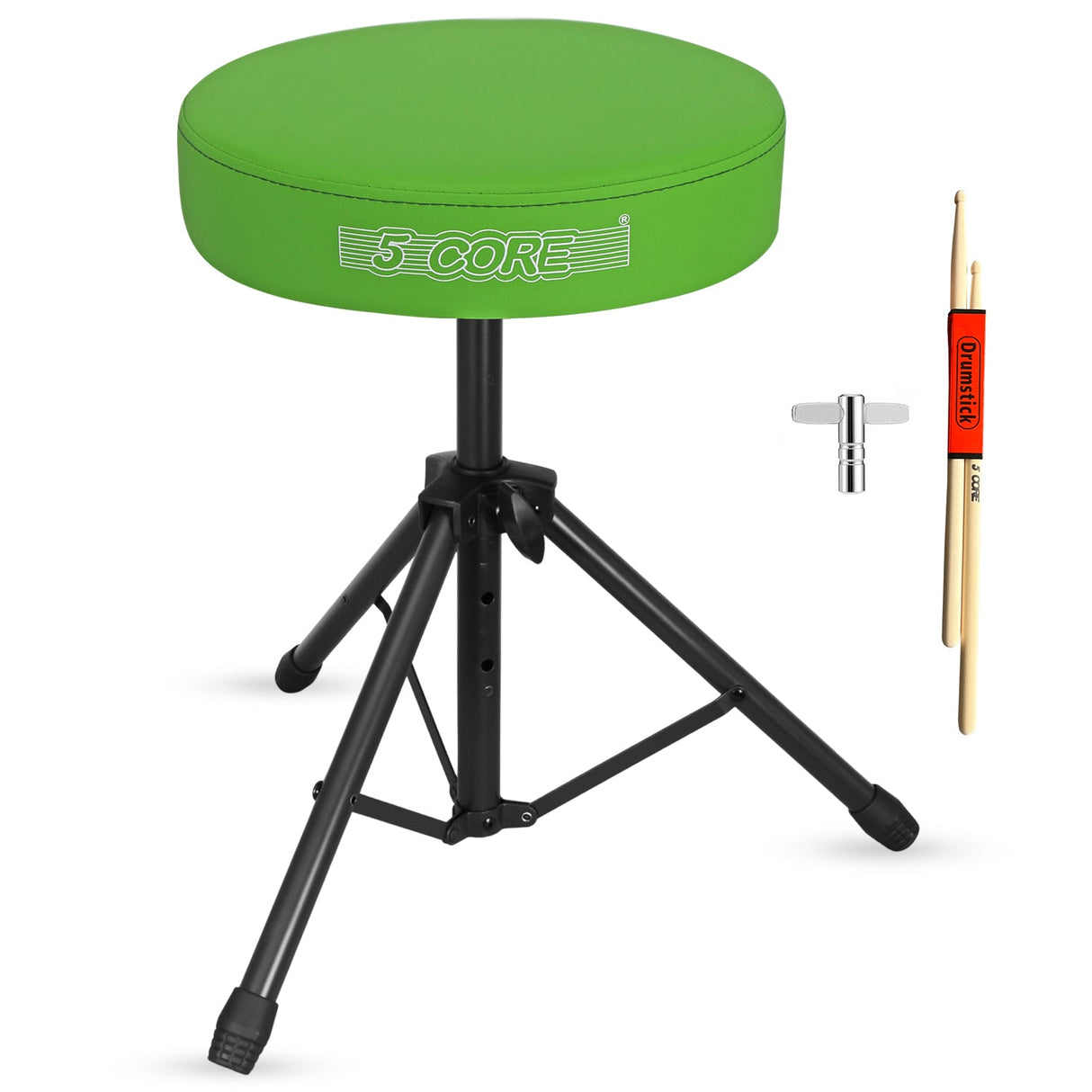 5 Core Drum Throne 3" Thick Padded Memory Foam Comfortable Drummer Stool 330Lb Capacity Adjustable