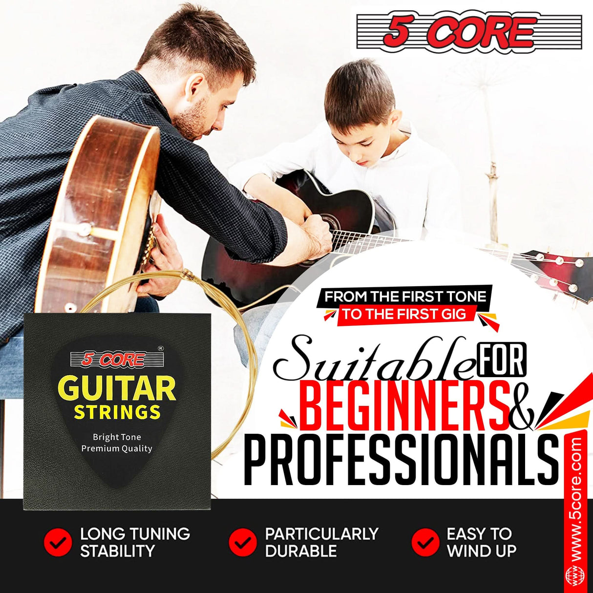 Reliable acoustic string set for both beginners and seasoned players