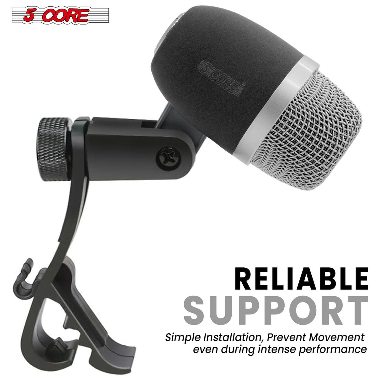 5 Core gray snare microphone with XLR wired connection and uni-directional design