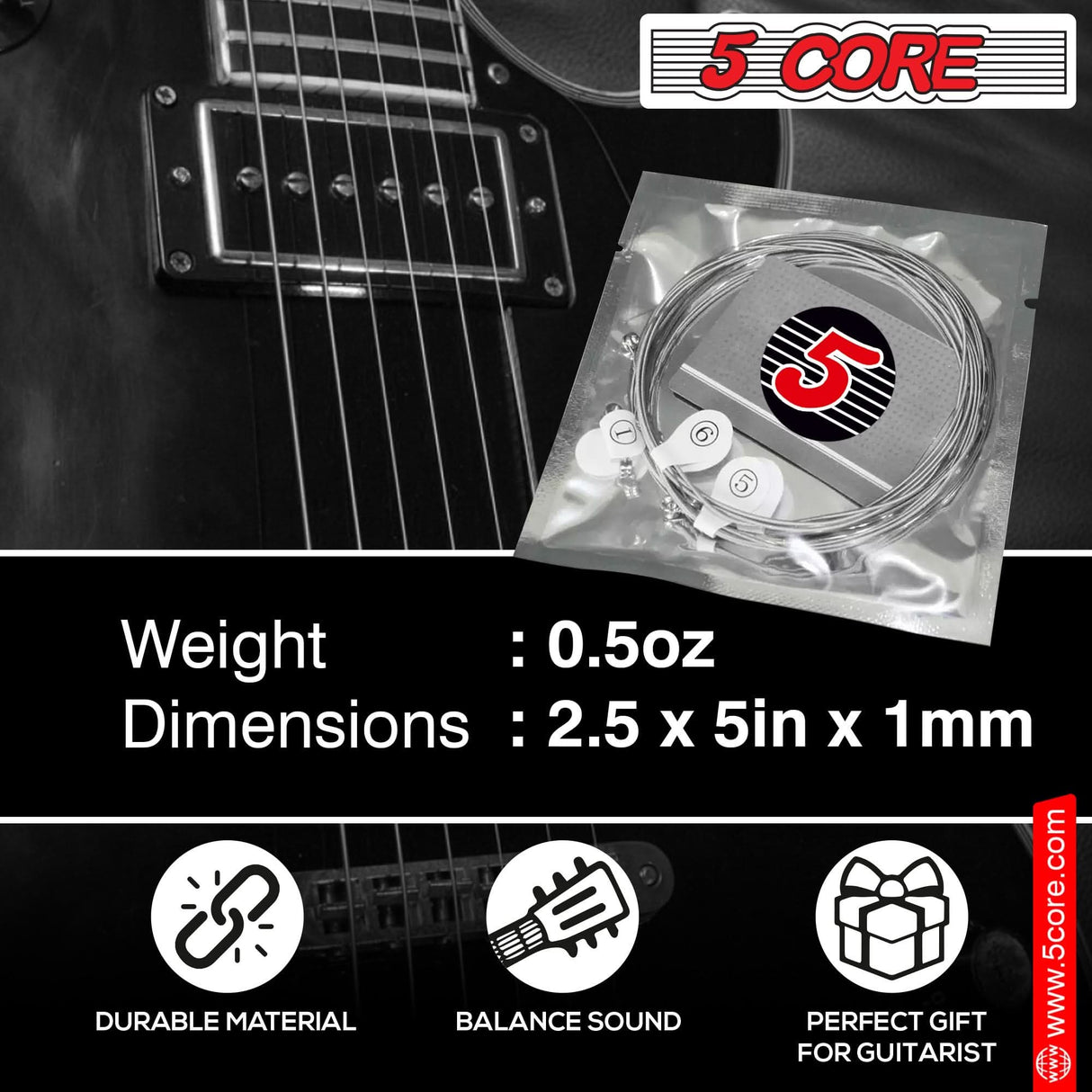 5Core electric bass strings for enhanced playability