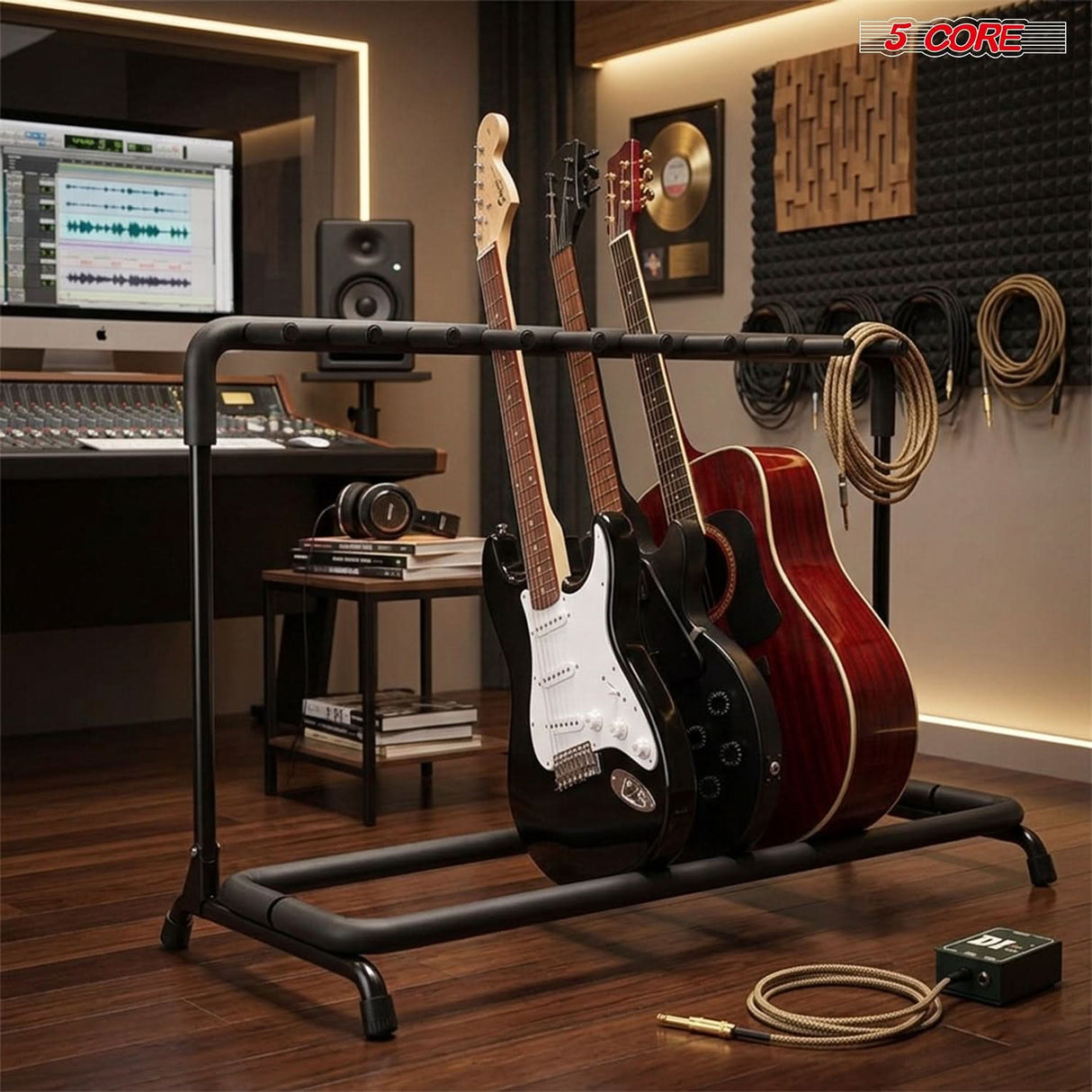 5Core Multi Guitar Rack Stand Floor 9 Slot Adjustable Flying V Guitars Holder