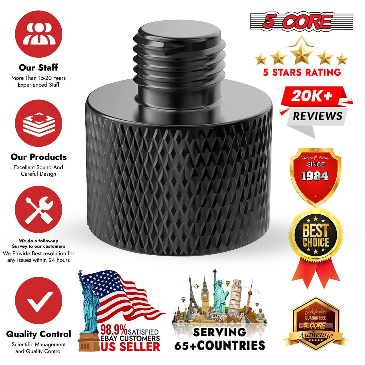 Professional 5/8 male to 3/8 female screw thread adapters, 12 pieces