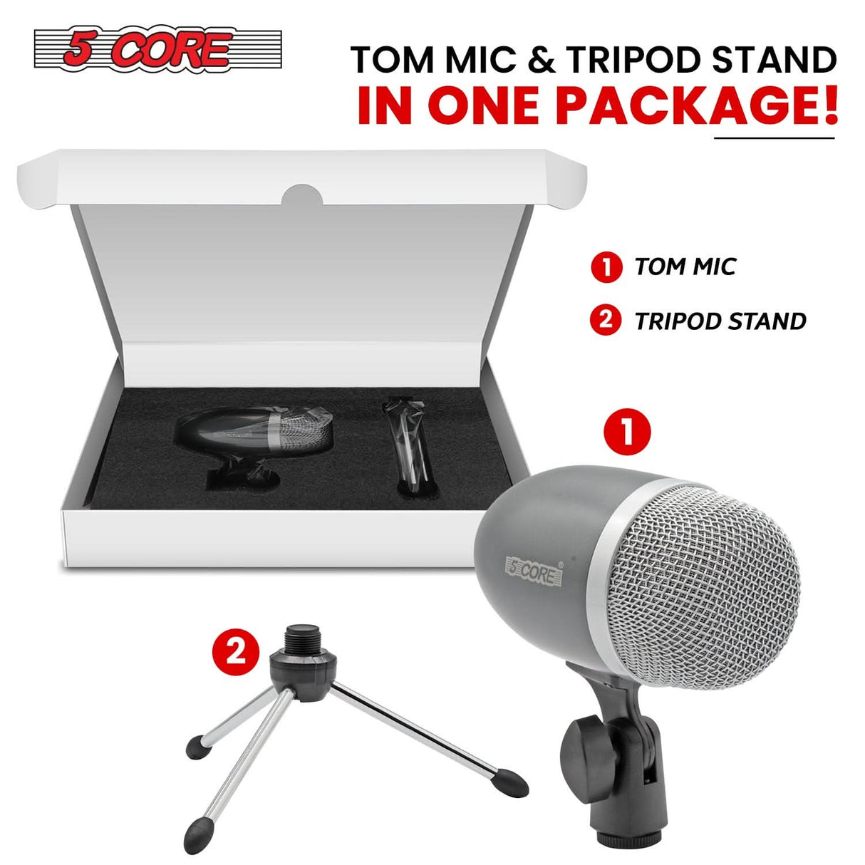 Cardioid dynamic mic for snare and tom drums