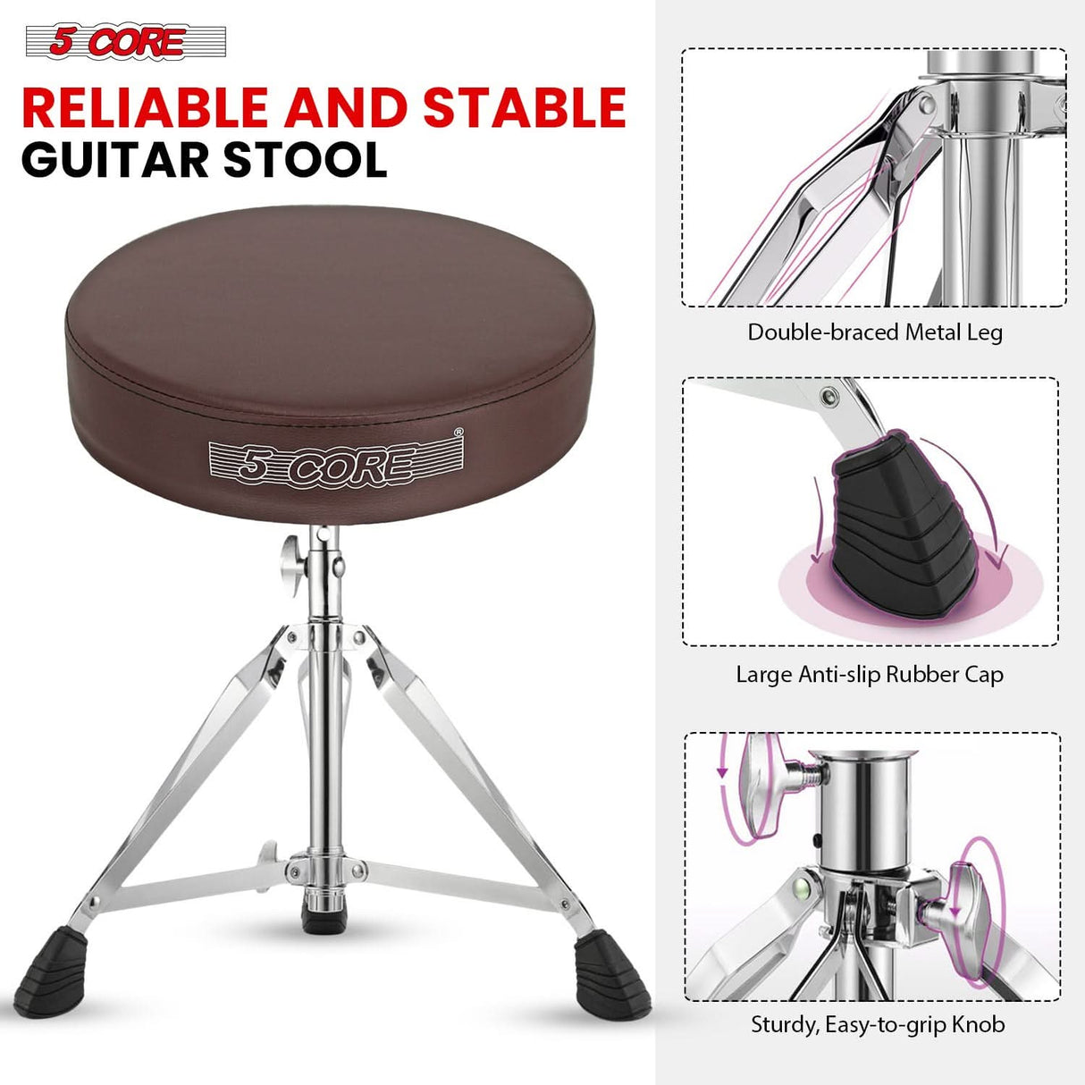 Adjustable height drum throne with integrated practice pad