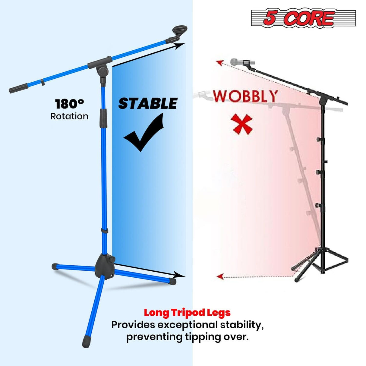 5Core Tripod Mic Stand 2Pcs Adjustable Holder Floor Microphone Boom Arm