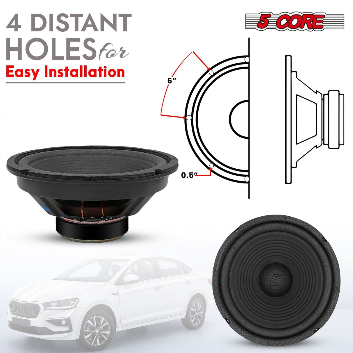 5 Core 8 Inch Subwoofer Speaker 500W Combined Peak 4Ohm Replacement Car Bass Sub Woofer