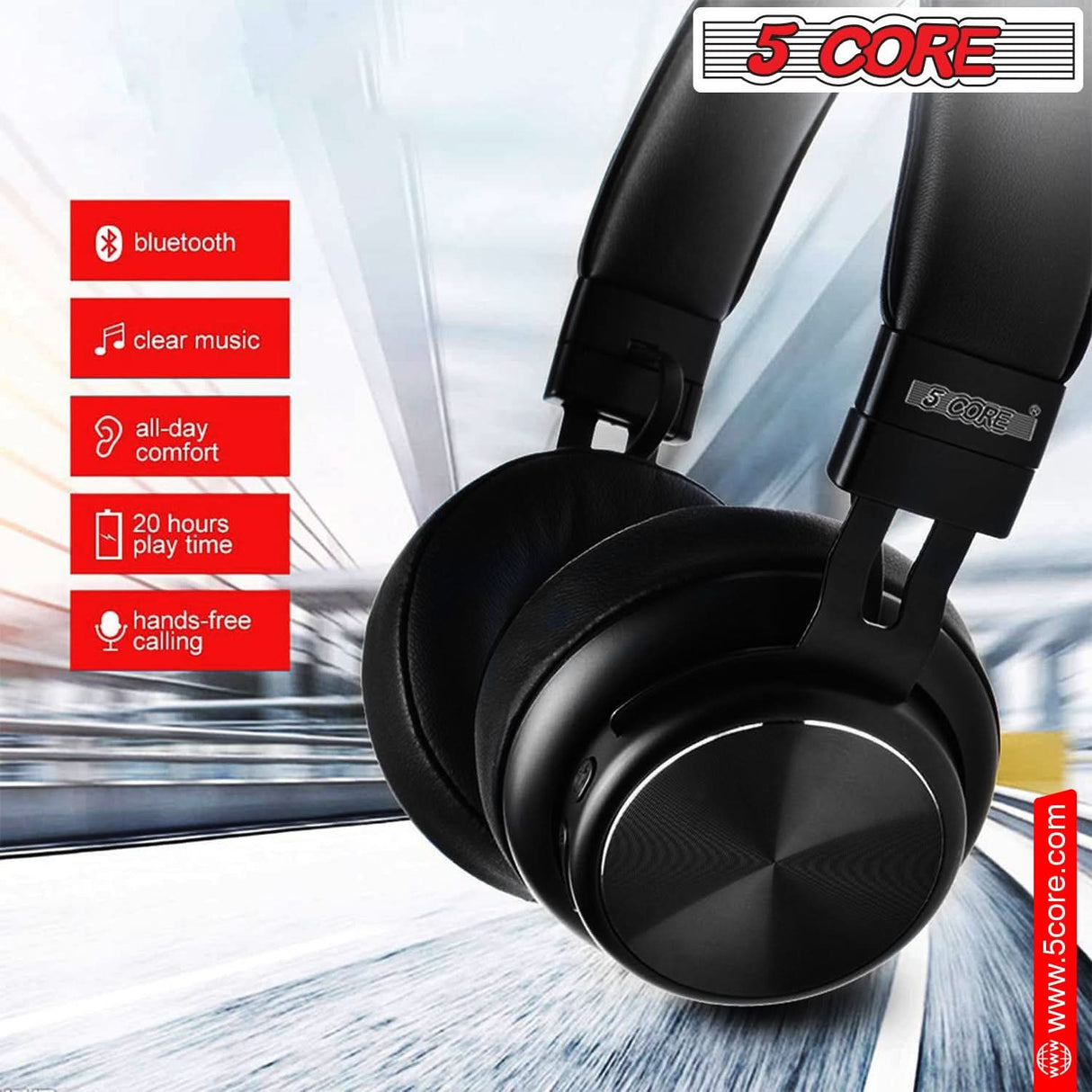 5Core wireless headphones with Bluetooth functionality and noise cancelling for audiophiles