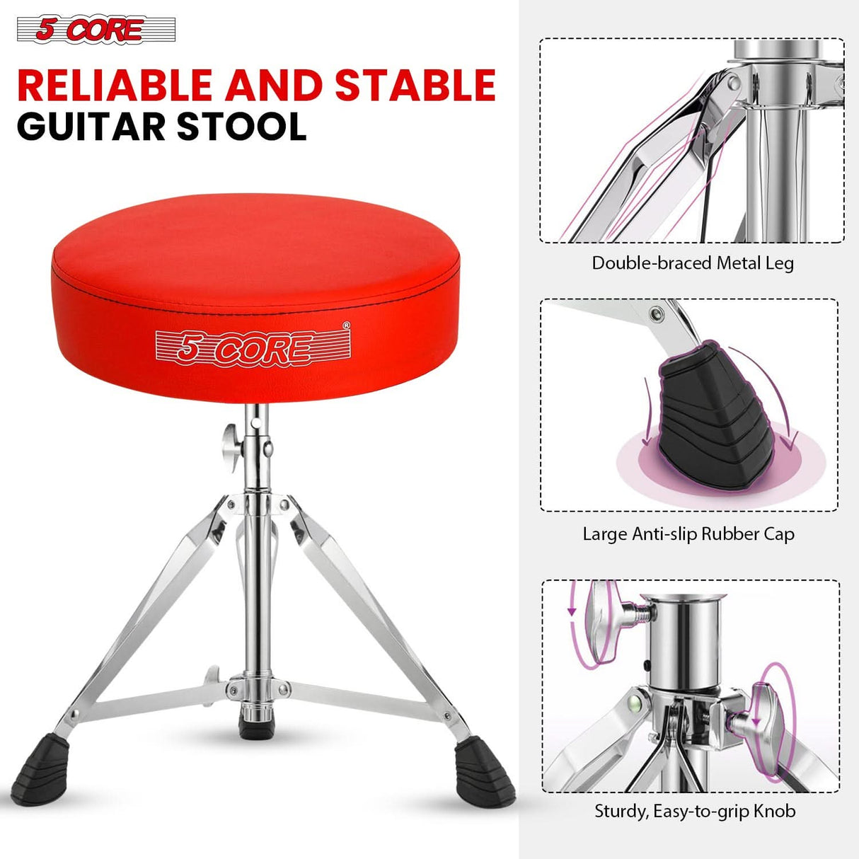 Drumming stool with cushioned seat and practice pad attachment