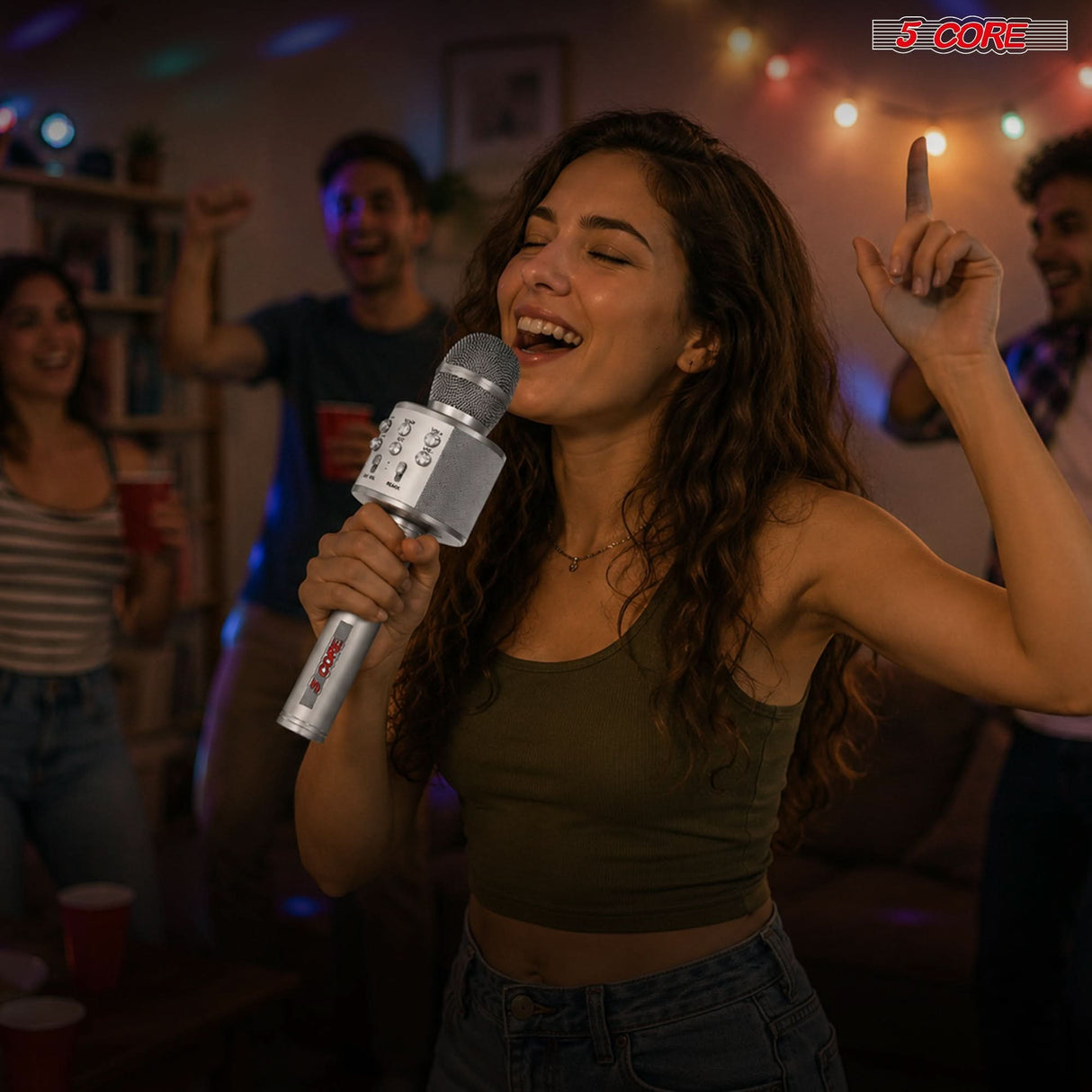 5 Core Microphone Wireless Karaoke Mic With Speaker 3 in 1 Portable Bluetooth Microfono Inalambrico