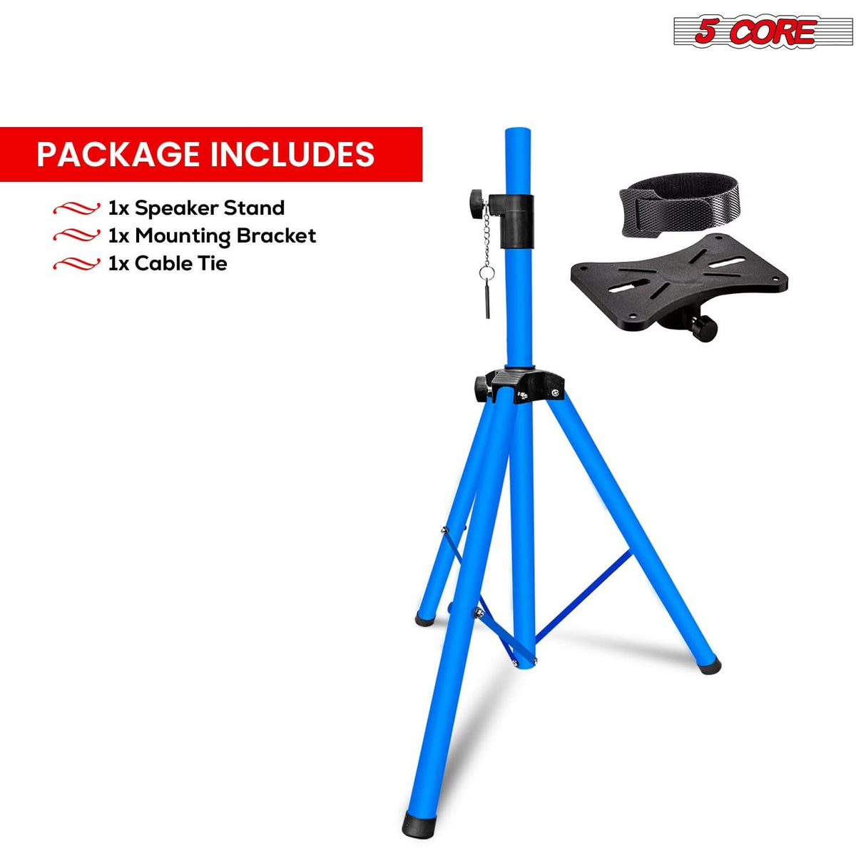 Sky blue speaker pole mount with tripod base by 5Core for studio use