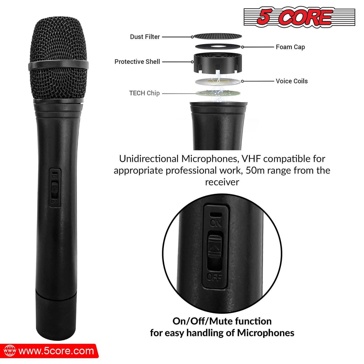 Wireless microphone with VHF fixed dual frequency