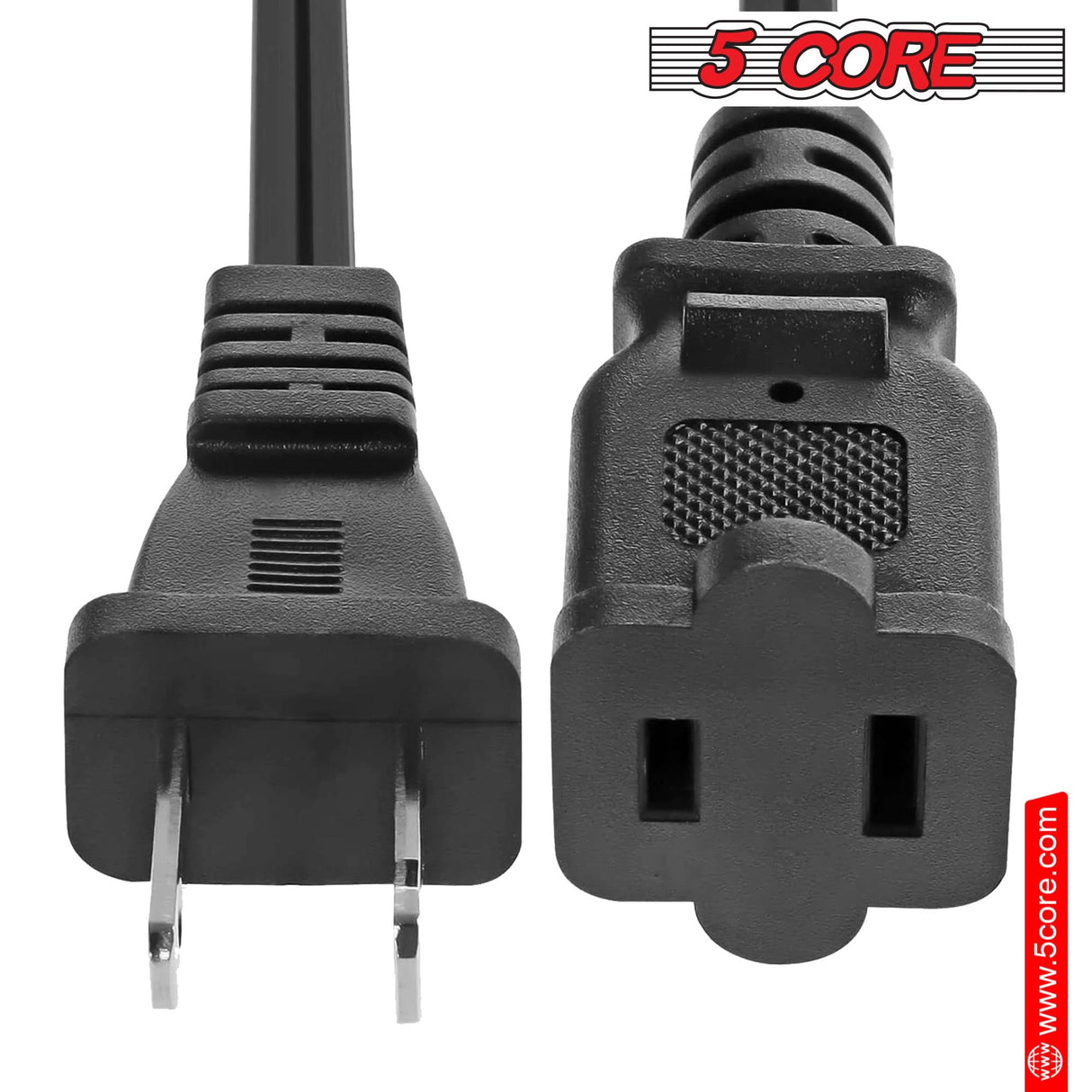 5Core AC Power Cord 15 Ft US Polarized Male to Female 2 Prong Extension Adapter Cords 16AWG 125V