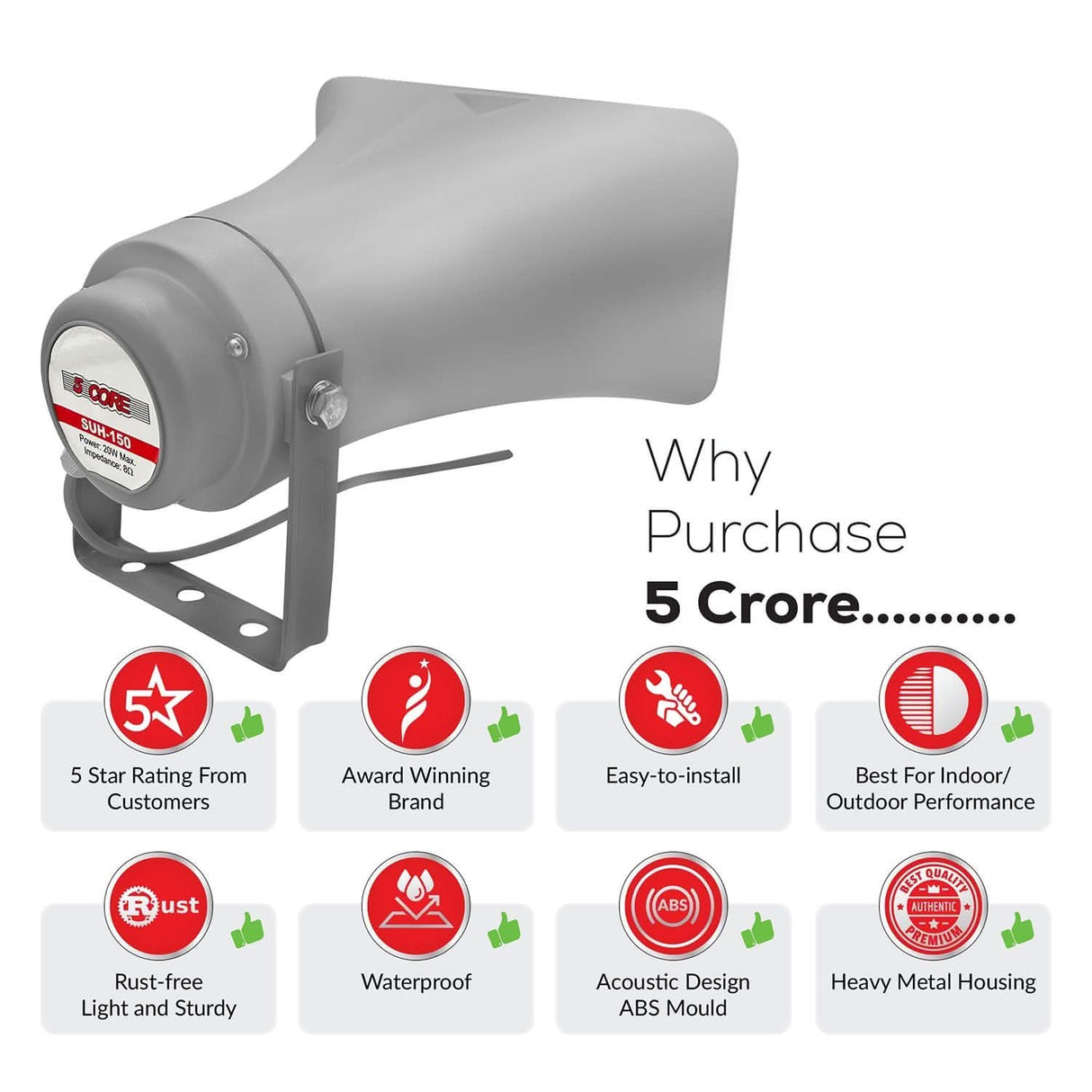 5Core 6" x 10" outdoor PA horn loudspeaker siren 200W PMPO driver horn