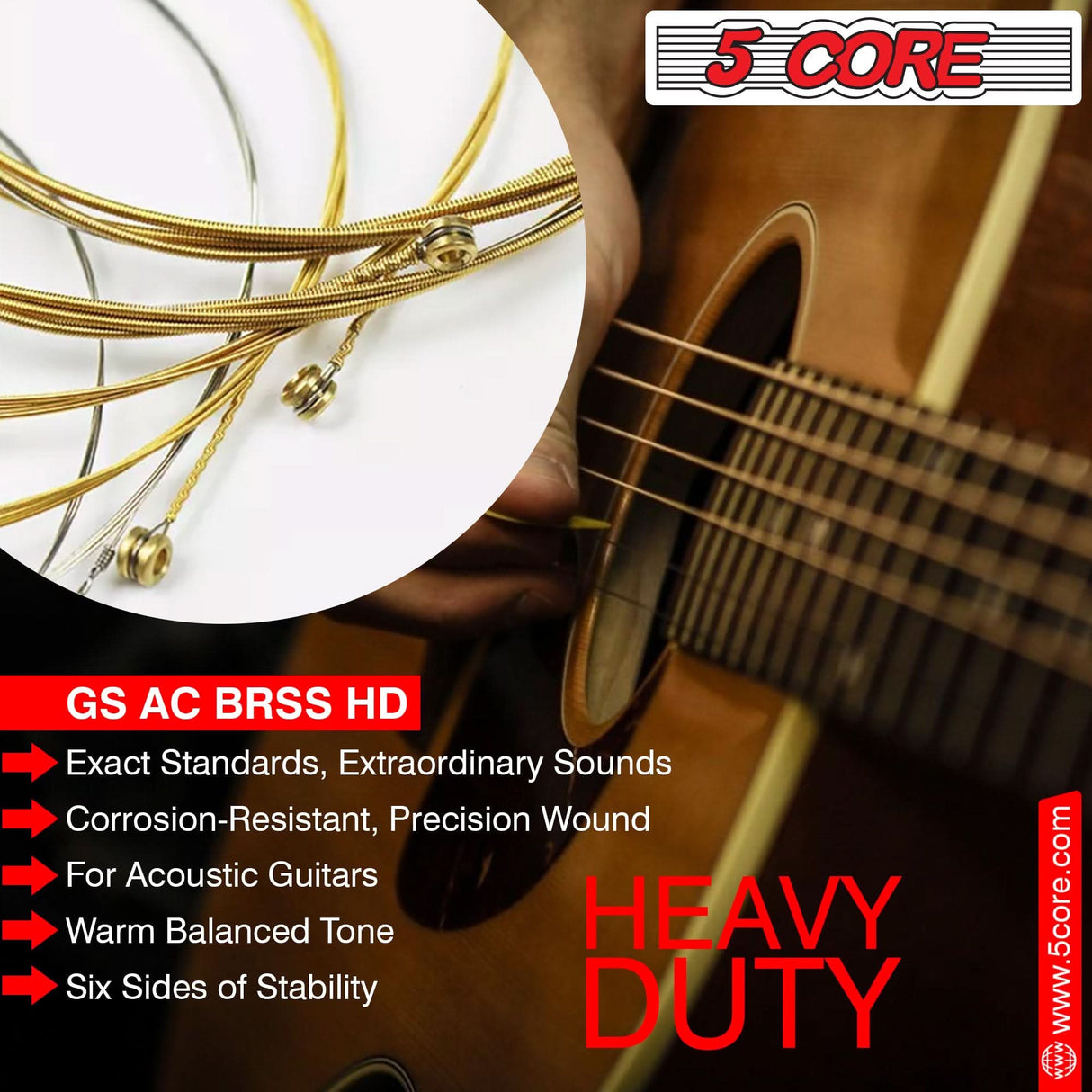 Steel gauge strings suitable for all skill levels acoustic guitarists