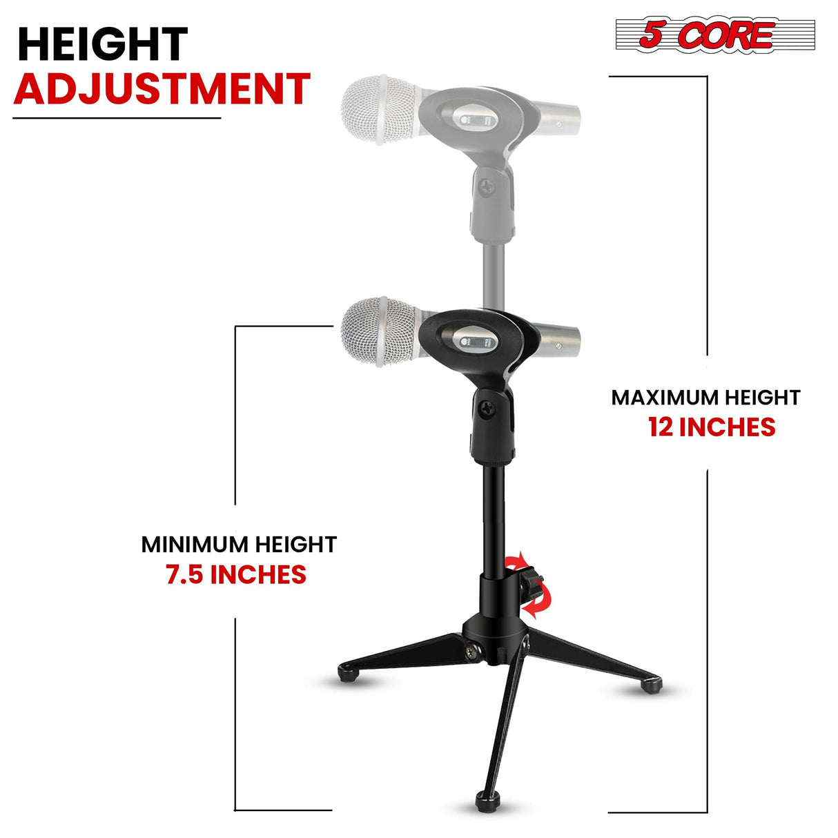 5 Core portable desk microphone stand foldable design close-up