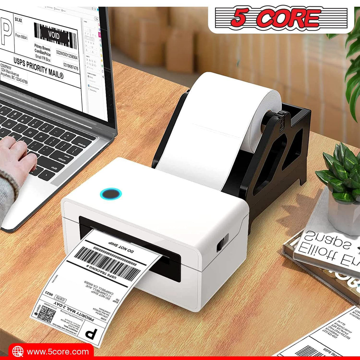 Perforated 4x6 thermal label rolls, ideal for warehouse and office use