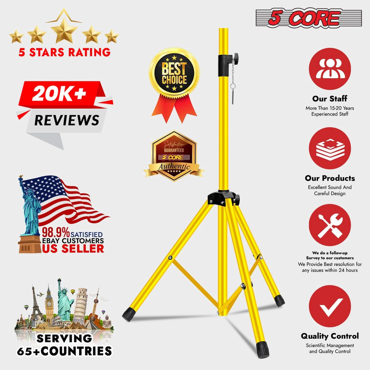 Tripod Tall Adjustable 72 Inch DJ Studio Monitor Stands Pole