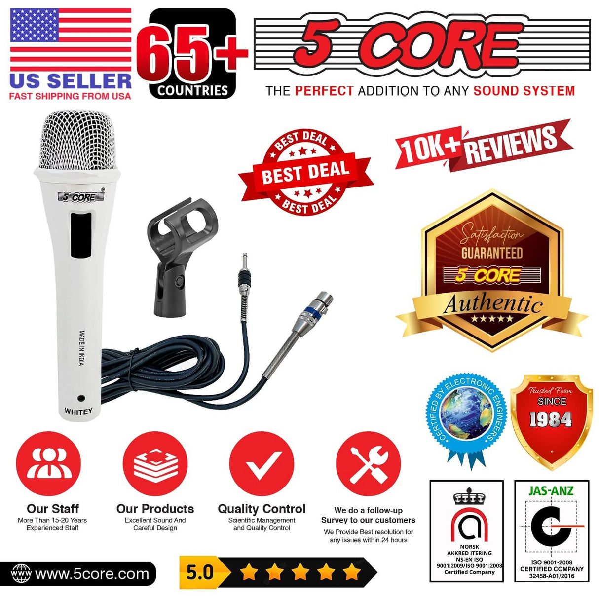 Karaoke and performance-ready microphone from 5Core with excellent sound capture