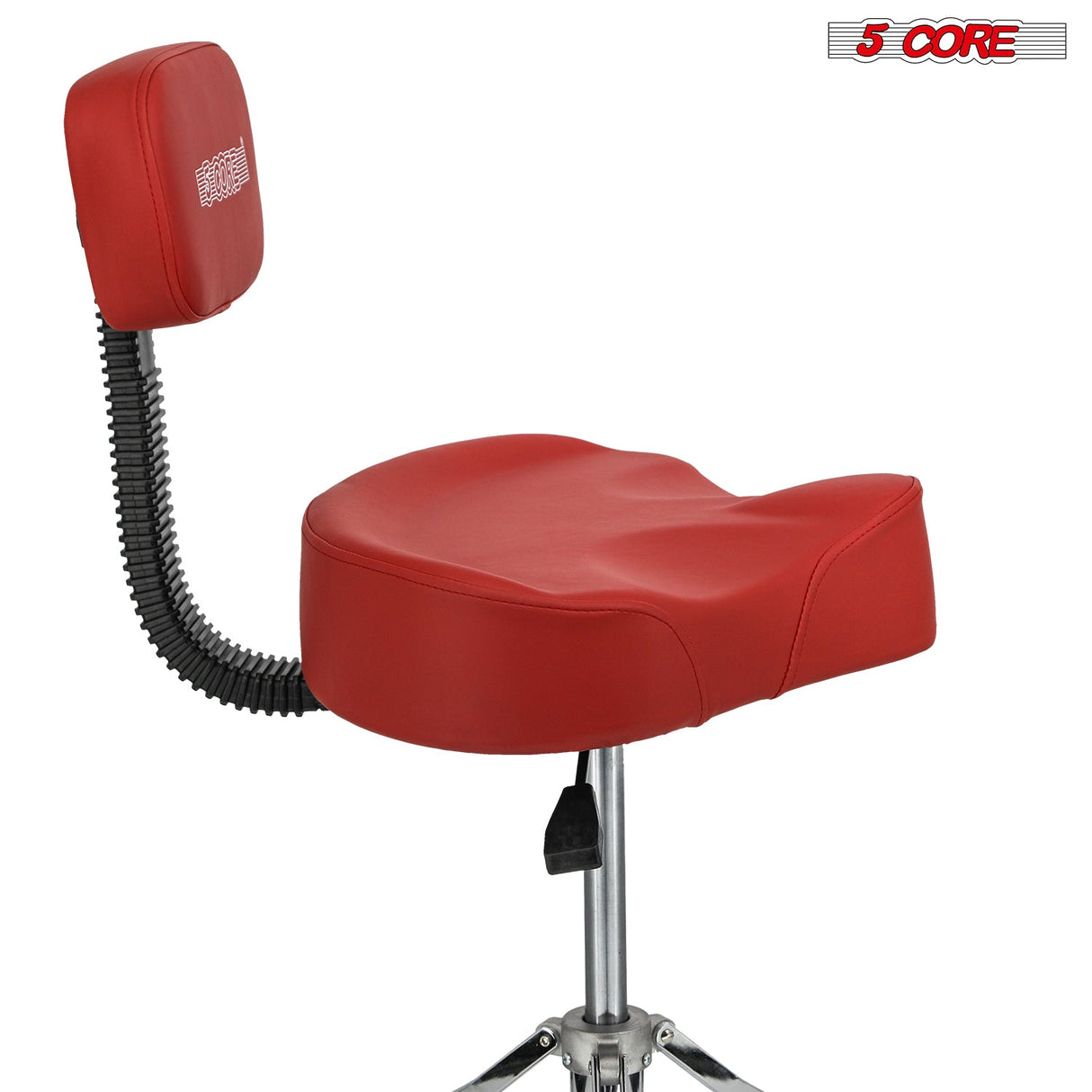 5Core Drum Throne 4" Cushion Padded Stool w Backrest Airlift Height Adjustable Chair w 441Lb Capcity