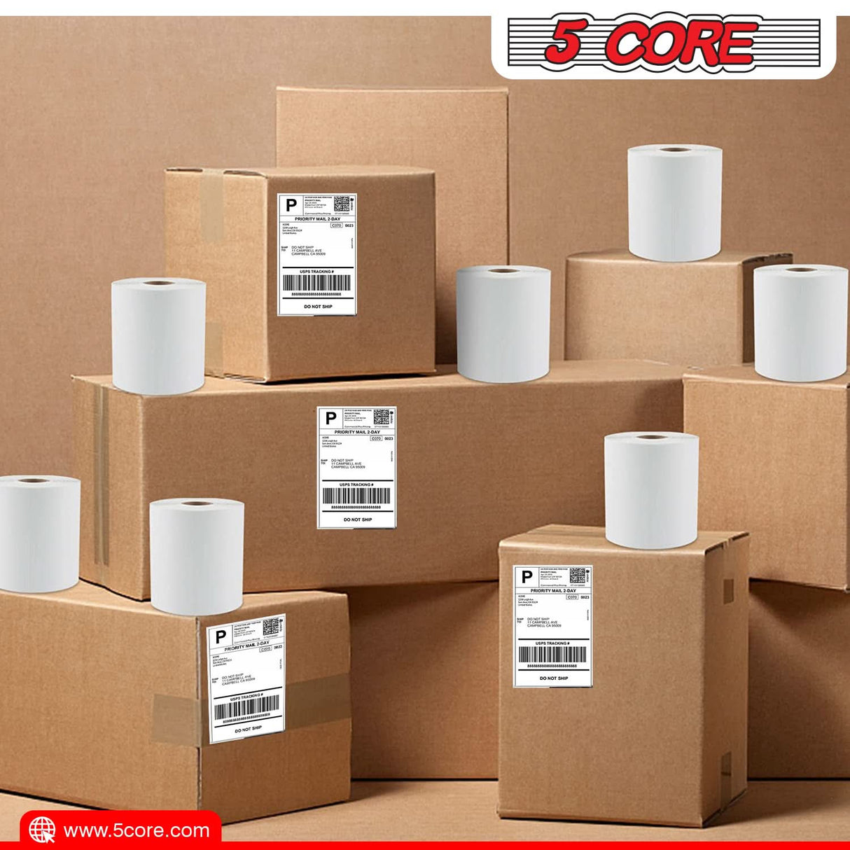 5 Core 4"x6" Direct Thermal Shipping Label/ 4x6 Roll Direct 4000Pcs Perforated paper Sticker/White
