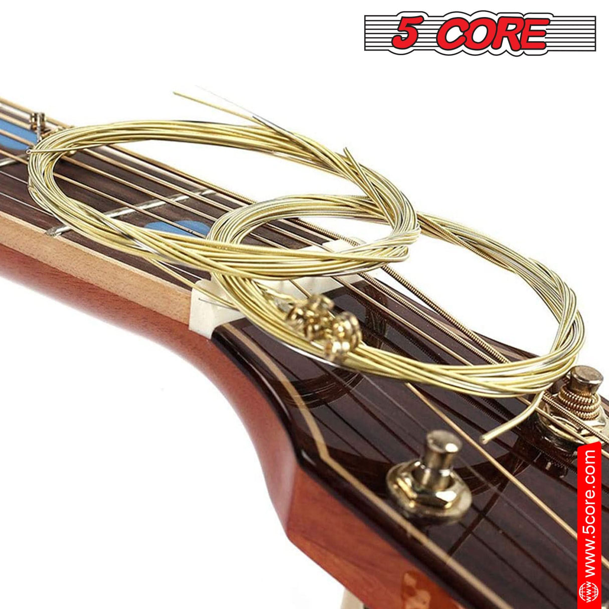 5 Core Acoustic Guitar 6 String Set Light Gauge Steel Carbon Core Bright Powerful Tone Heavy Duty