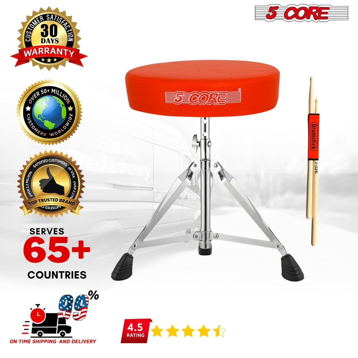 Padded seat drum throne with attached drum practice pad