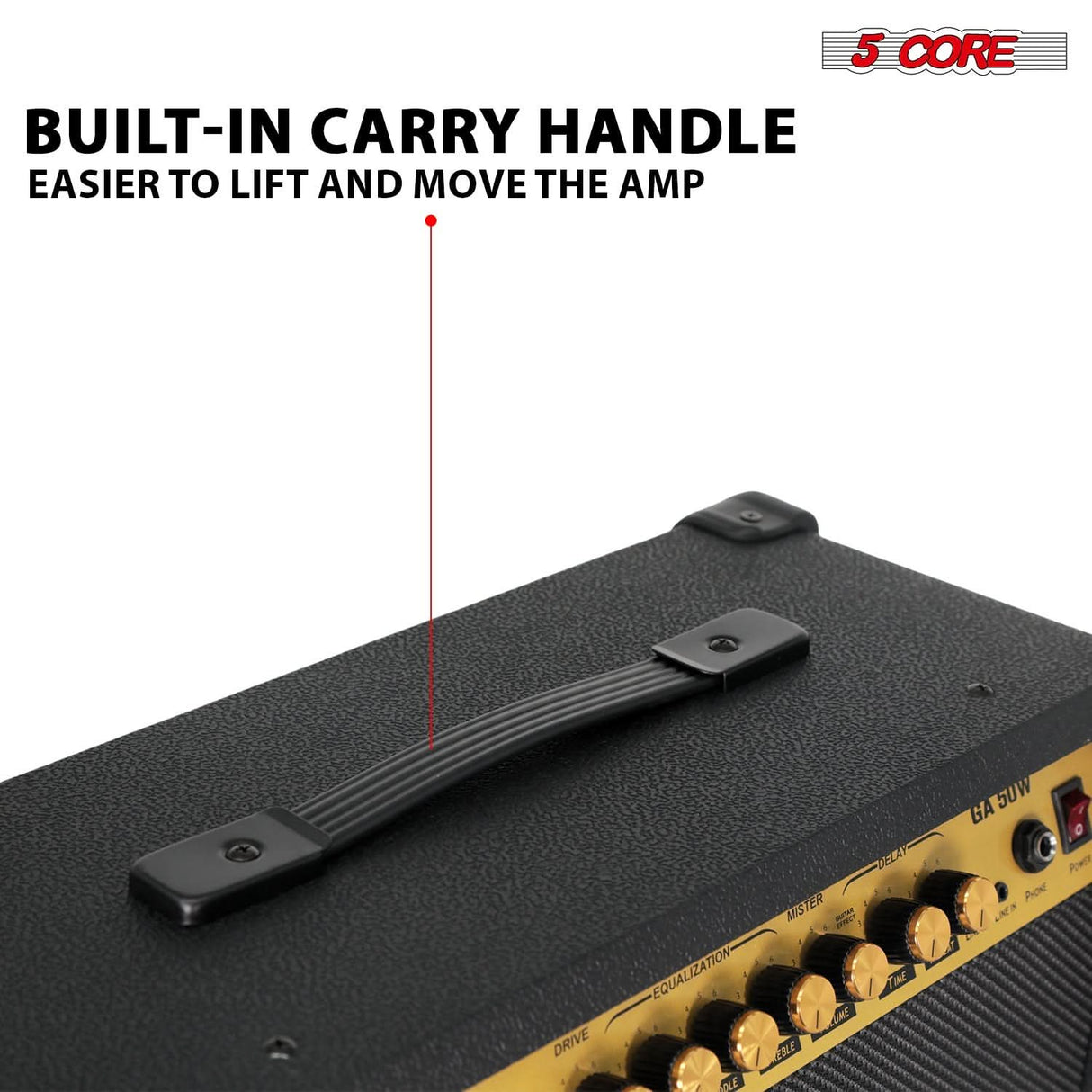 5 Core Guitar Amp 50 Watt Electric Amplifier w Built in 8" Speaker Portable Mini Amps w Aux