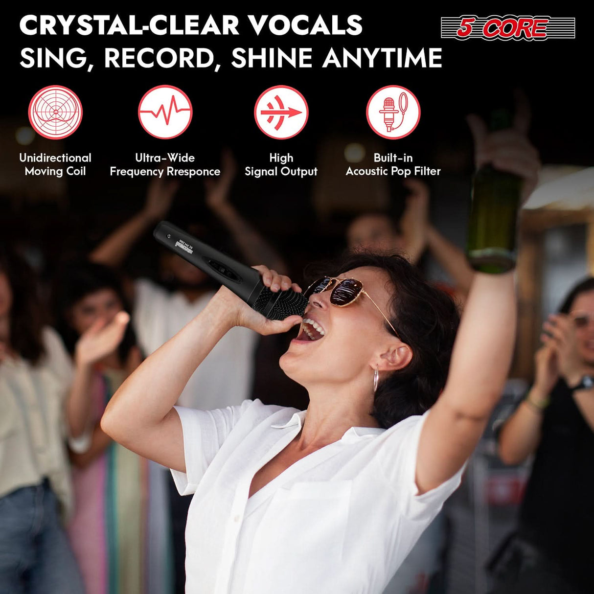 5Core XLR Microphone Dynamic Mic Karaoke Singing Studio Mics Handheld Microfono