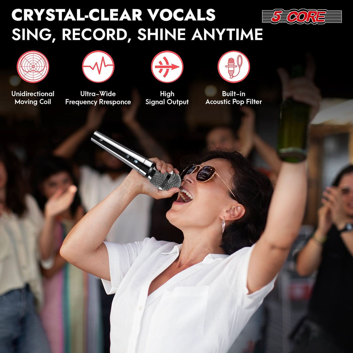 5Core XLR karaoke mic dynamic handheld microphone for music