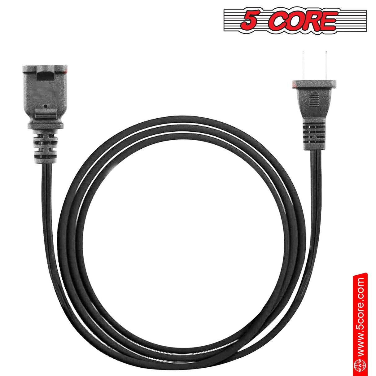 Black 10 ft power cord with polarized ends and 16AWG wire gauge
