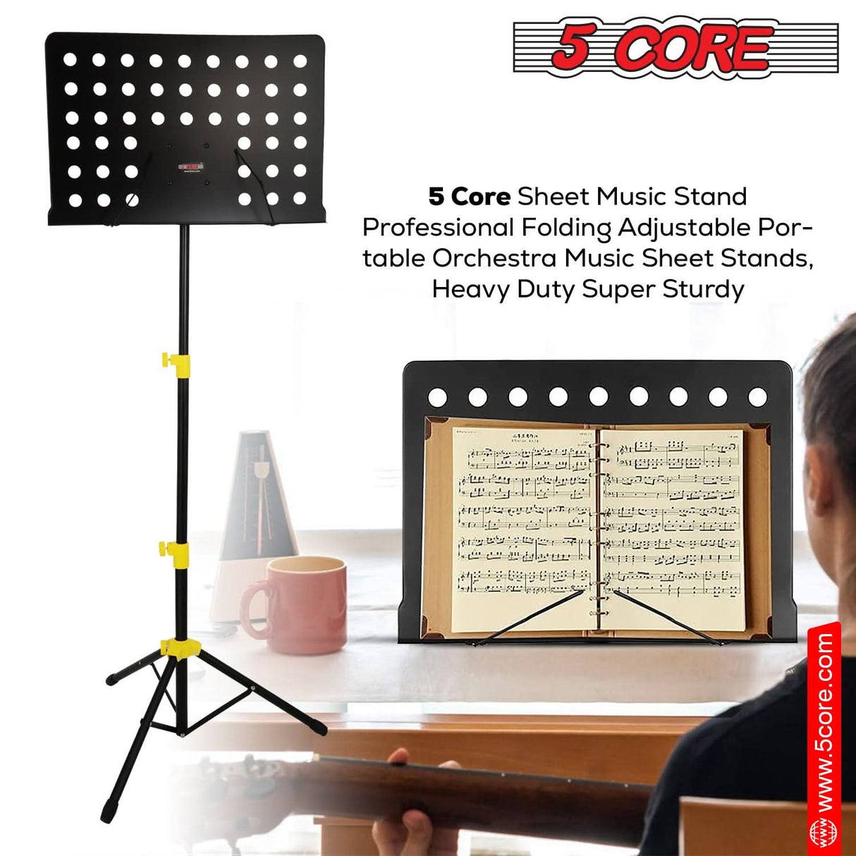 Sturdy tripod base ensures stability on various surfaces