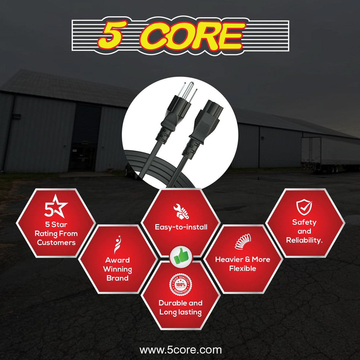 5Core Power Extension Cord Indoor Electrical Use View