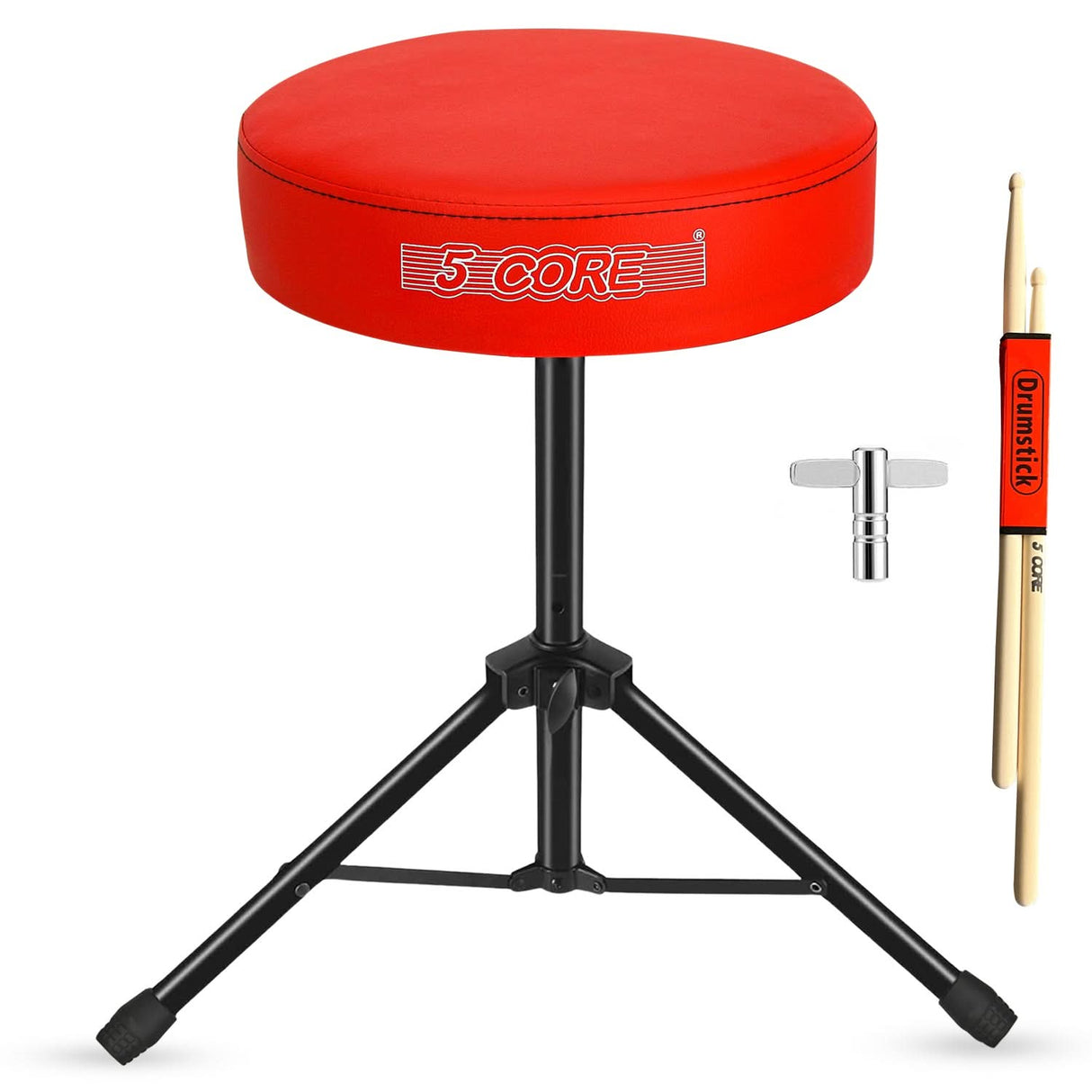 5 Core Drum Throne 3" Thick Padded Memory Foam Comfortable Drummer Stool 330Lb Capacity Adjustable