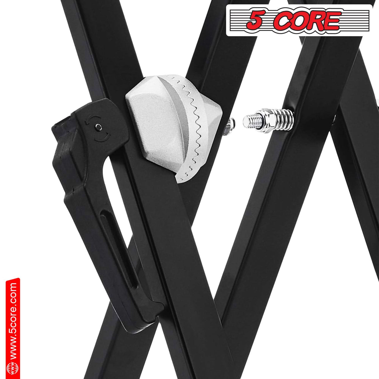 5Core adjustable double X style keyboard stand riser for 49 to 88 keys with gear