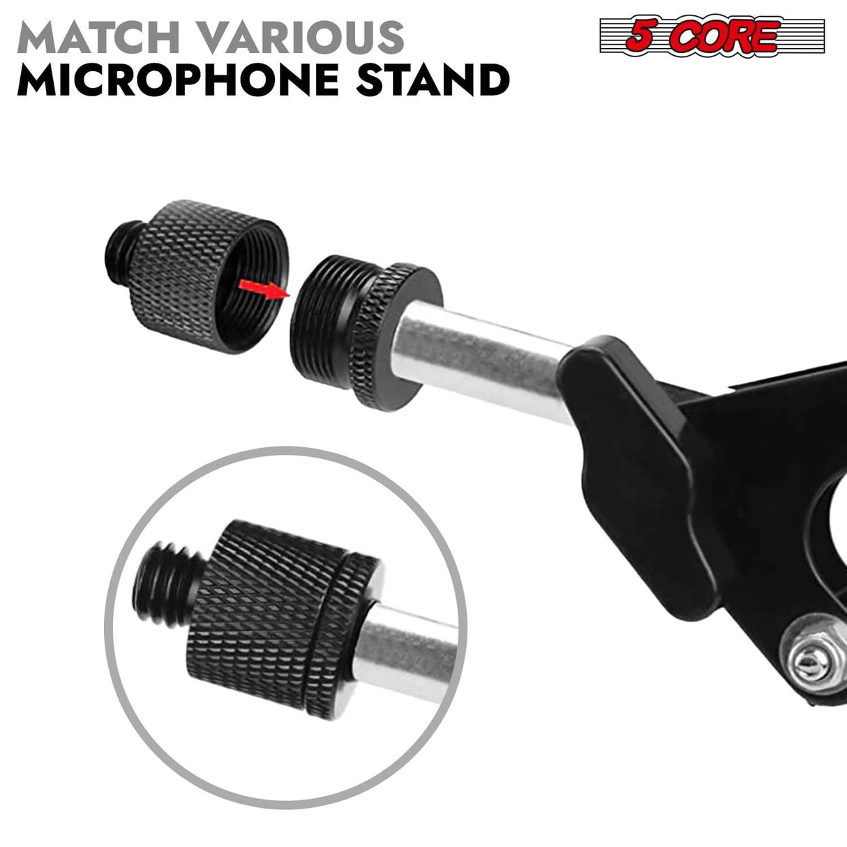 5Core 12-pack mic stand adapter, 5/8" female to 3/8" male screw thread conversion for microphone stands