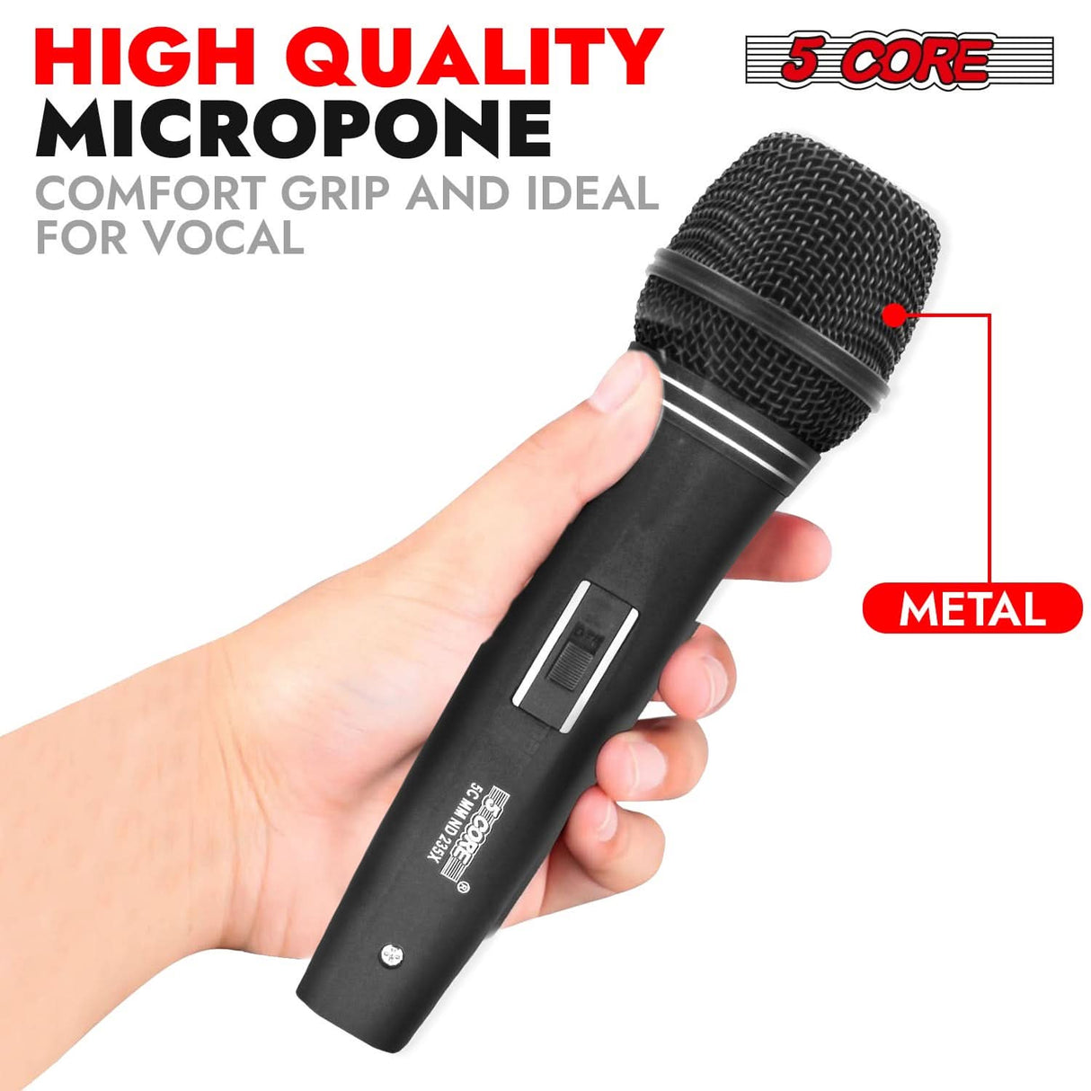 Professional handheld mic by 5Core delivering crisp vocal clarity