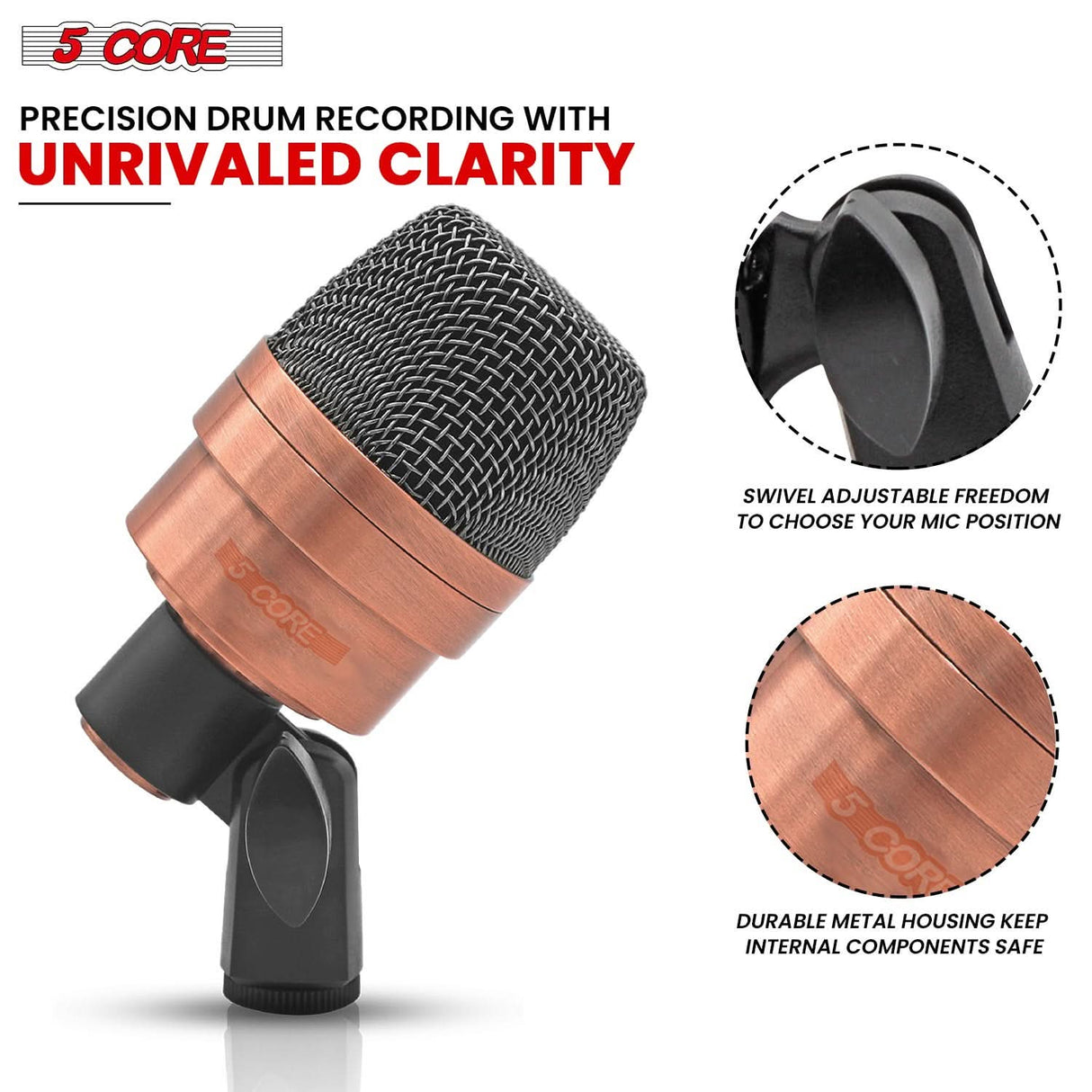 5Core Conga Mic Copper XP Professional Drum Mic Side Angle