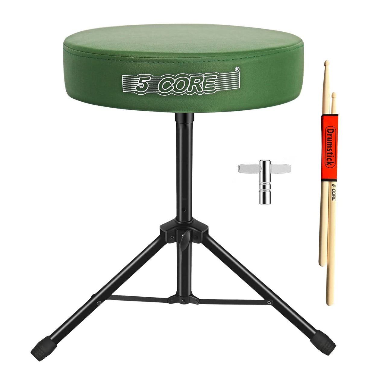 5 Core Drum Throne 3" Thick Padded Memory Foam Comfortable Drummer Stool 330Lb Capacity Adjustable