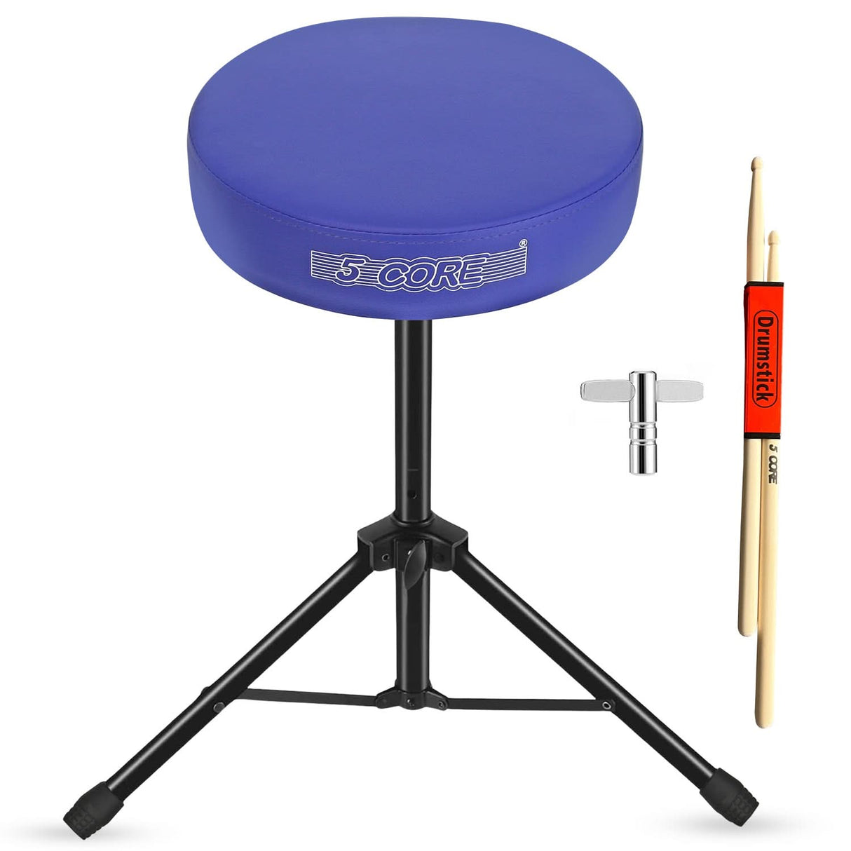 5 Core Drum Throne 3" Thick Padded Memory Foam Comfortable Drummer Stool 330Lb Capacity Adjustable