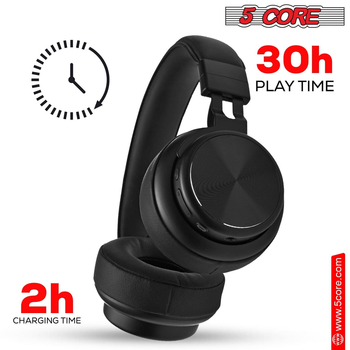 5Core Bluetooth noise cancelling headphones with soft ear cups for a comfortable fit