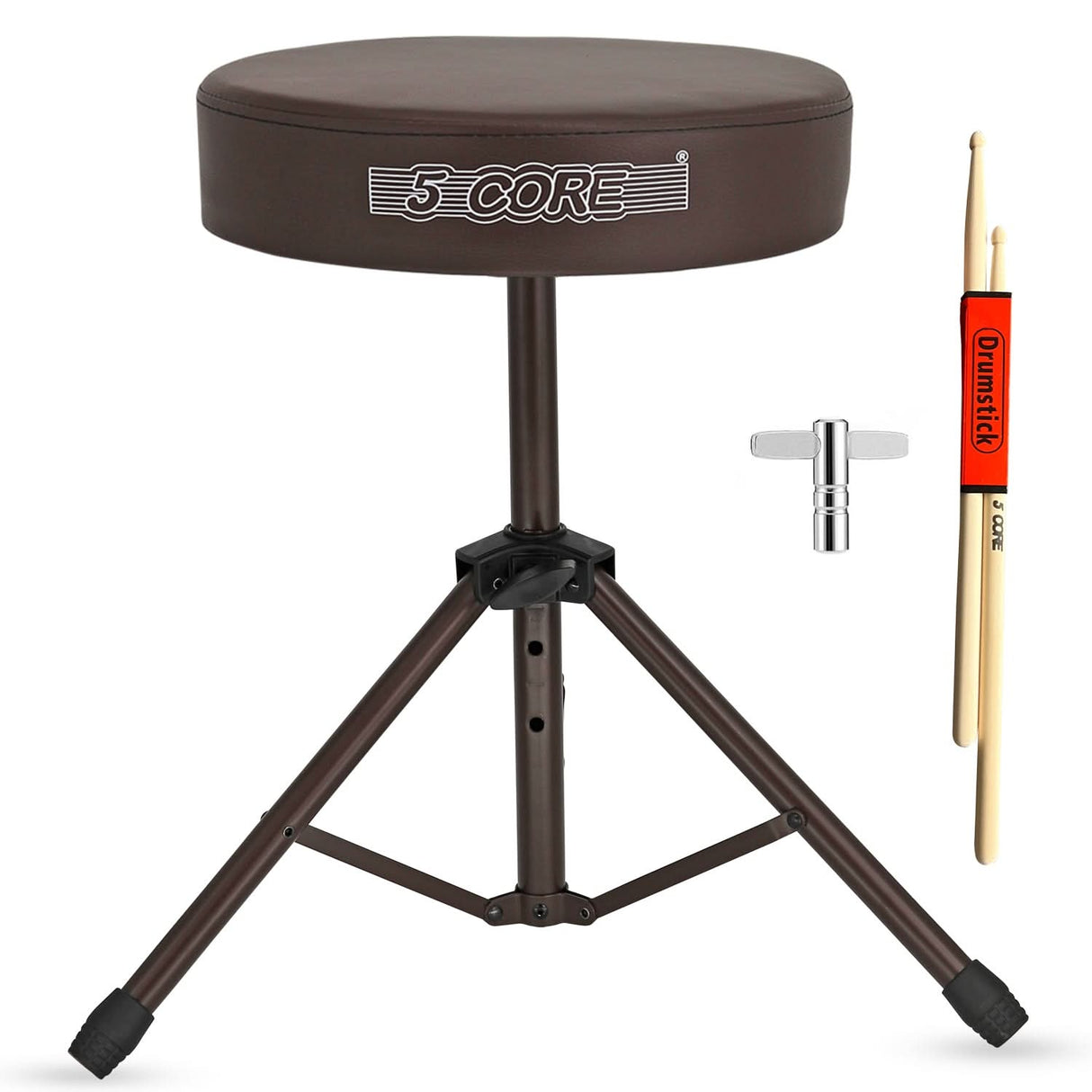 5 Core Drum Throne 3" Thick Padded Memory Foam Comfortable Drummer Stool 330Lb Capacity Adjustable