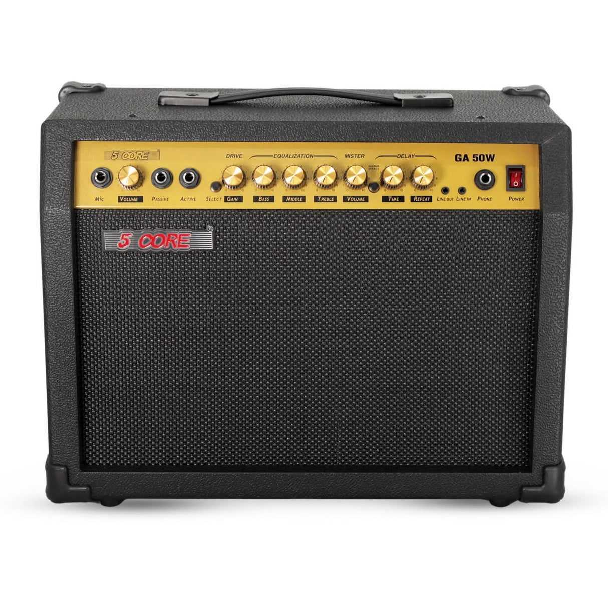 5 Core Guitar Amp 50 Watt Electric Amplifier w Built in 8" Speaker Portable Mini Amps w Aux