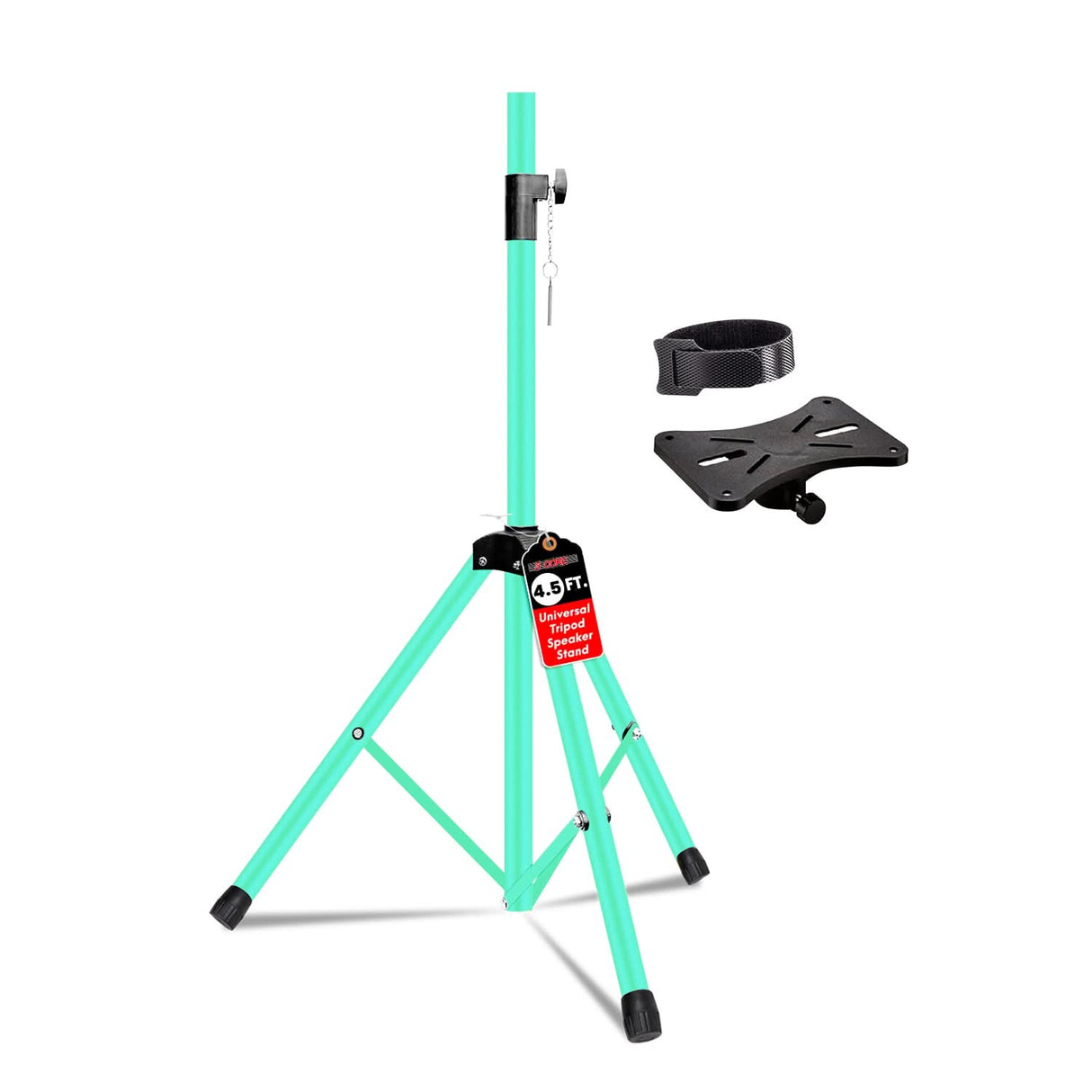 Turquoise stand with black attachments