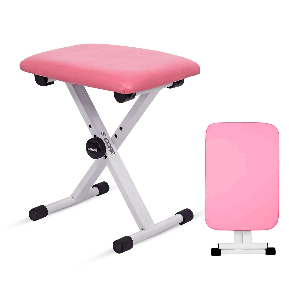 5 Core keyboard bench portable padded piano stool folded view