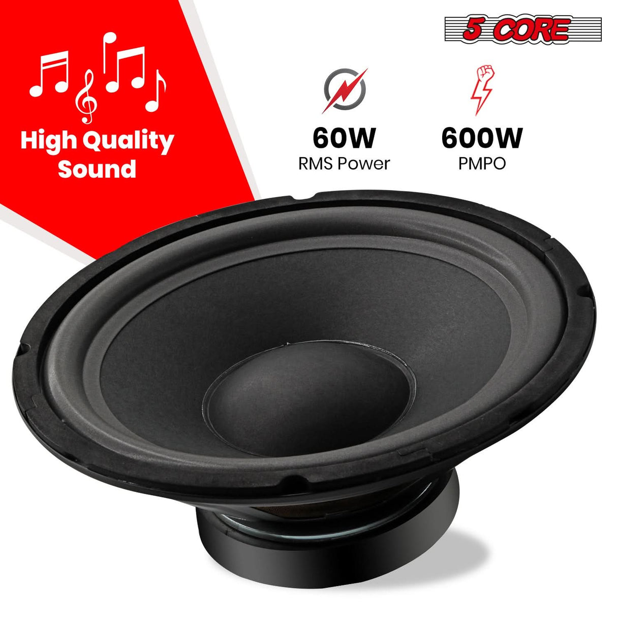 5 Core Professional DJ Subwoofer 600 Watt Audio Speaker Angle View