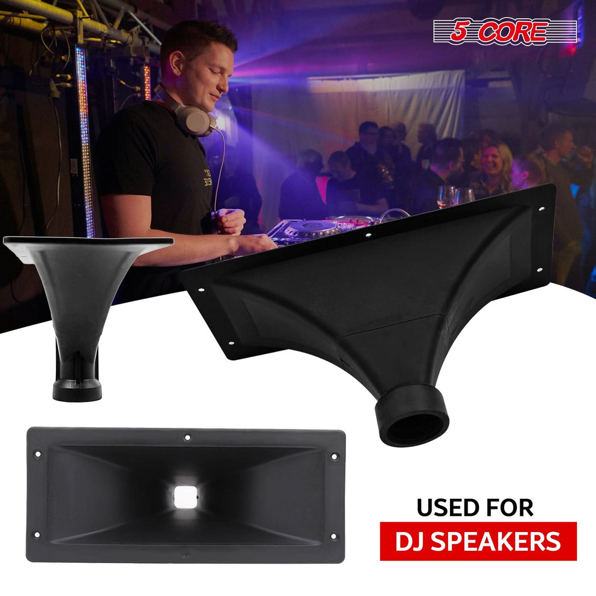 5 CORE 15x5 Rectangle Plastic Screw-On Horn for Assorted Speaker Cabinets 34mm Throat HISE 15X5 1PC