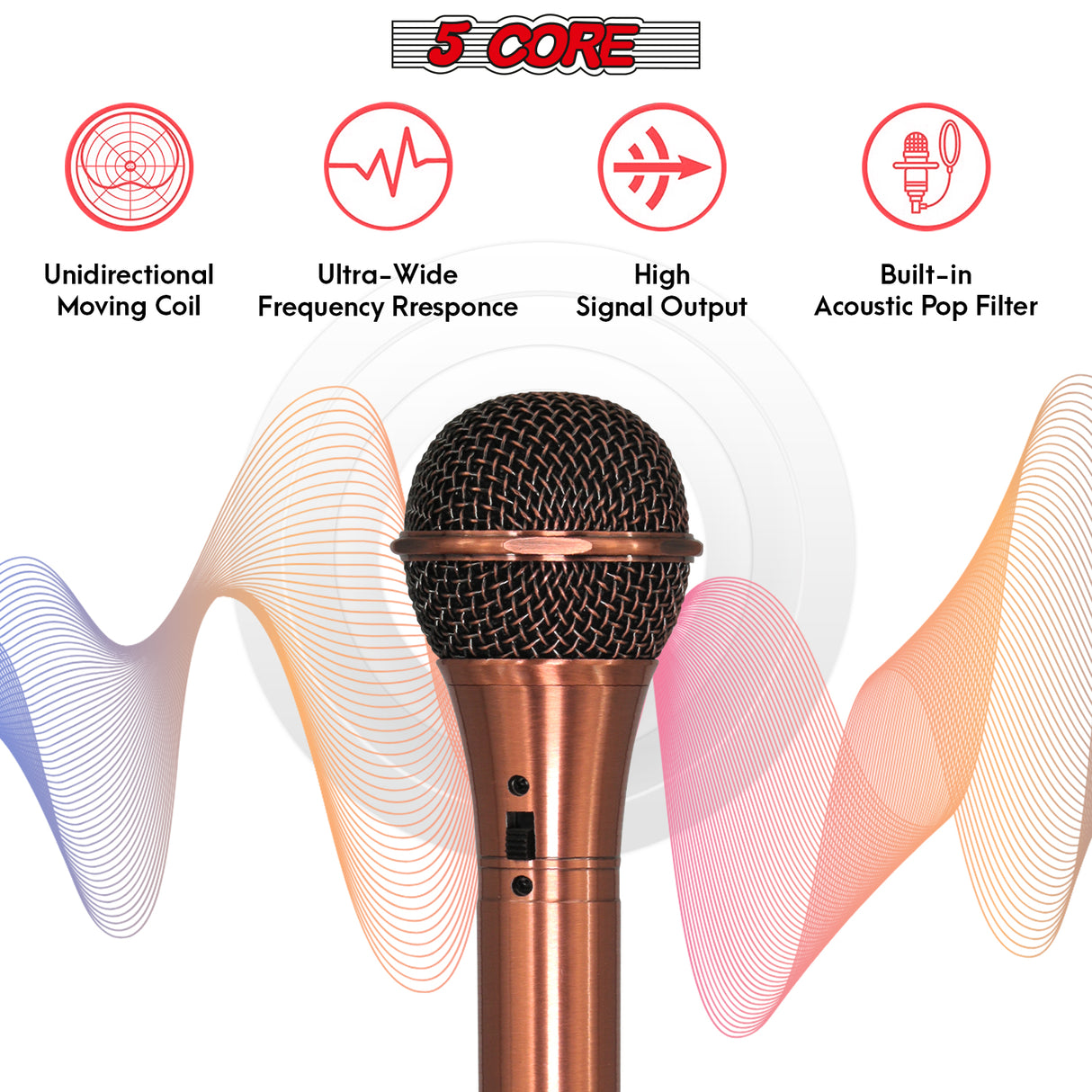 5Core XLR Microphone Dynamic Mic Karaoke Singing Studio Microfono Handheld Mics