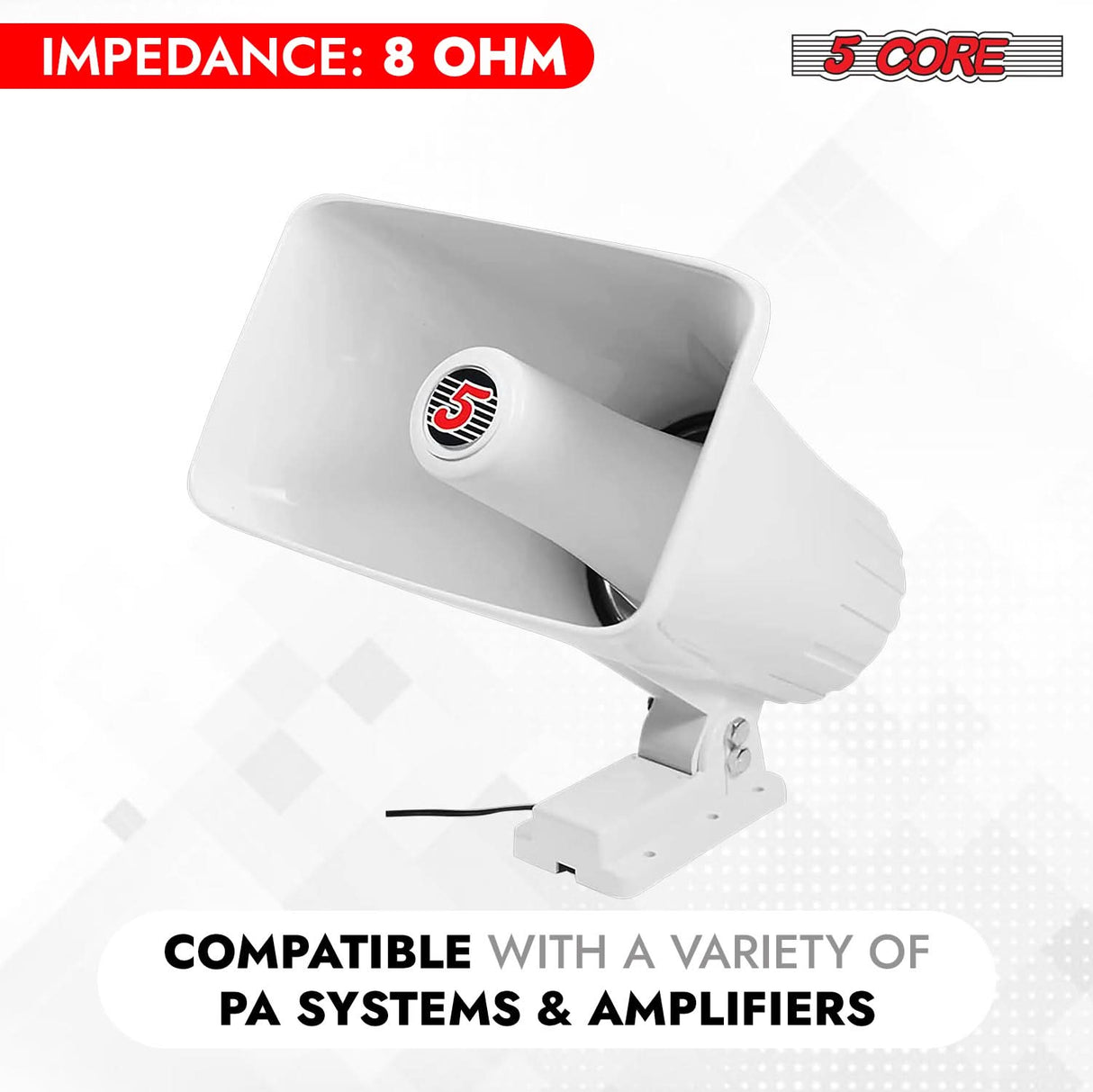 5 Core PA Horn Speaker 8Pcs 8 Inch 65W Loud Audio Outdoor Speakers System 8Ohm Reflex Megaphone