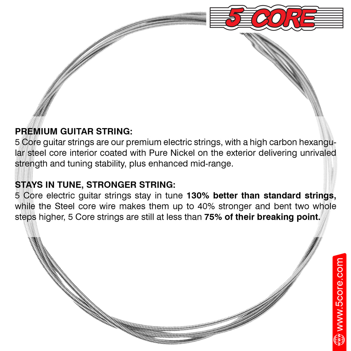 5 Core Electric Guitar Strings for 6 String Guitars Nickel Plated Steel Cuerdas Para Guitarra