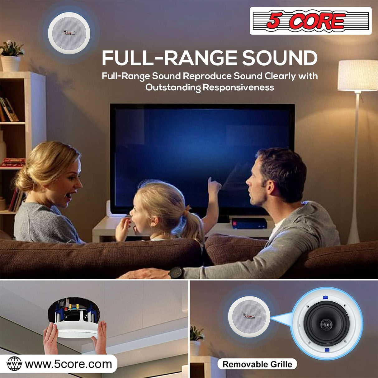 In Wall Home Audio Speaker with Tweeter 6.5 inch